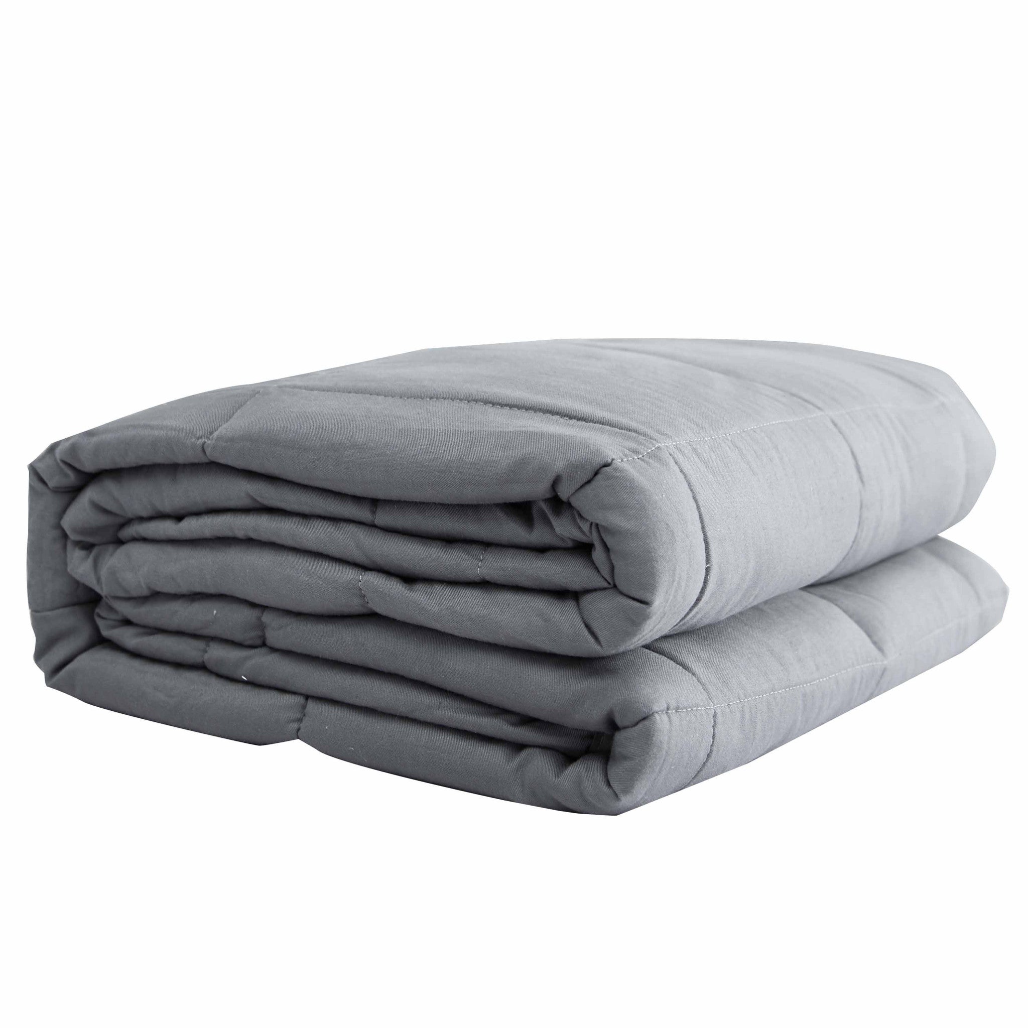 48" X 72" Light Gray Cotton Quilted Plush 15 Pound Weighted Blanket-0