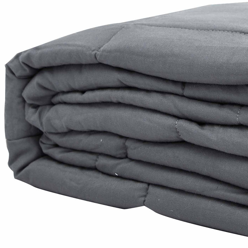 48" X 72" Light Gray Cotton Quilted Plush 15 Pound Weighted Blanket-3