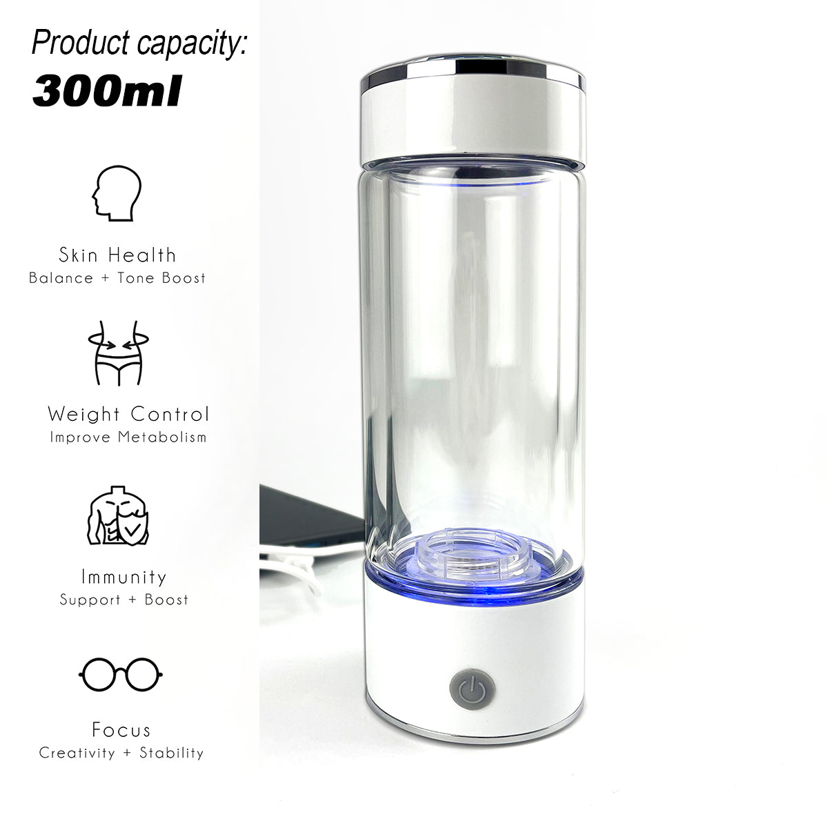 NNEDSZ 300ml H2 Hydrogen Water Bottle Alkaline Ionizer High compatibility AU-1
